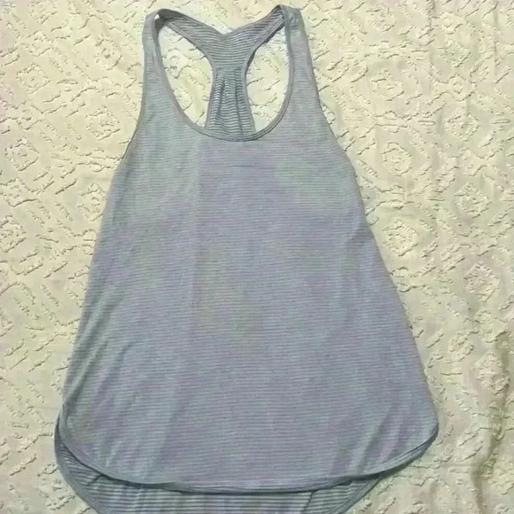 Lululemon Singlet Striped Racerback Lavendar Tank Women's Size 2 - Picture 7 of 7